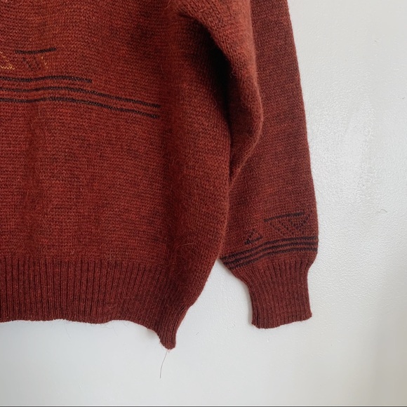 Maroon Vintage Westbury Abstract Shape Wool Alpaca Blend Crewneck Sweater XL - Picture 6 of 8